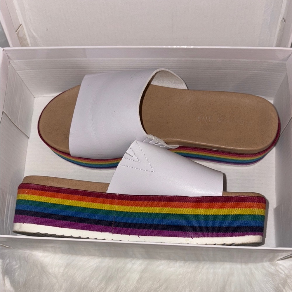 White Rainbow Platform Sandals for women